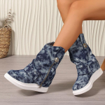 &bdquo;Cowboy Platform&ldquo; Moteri&scaron;ki batai su sniego viduriu, stilingi batai, madingi žieminiai motociklo batai, 2024 m. &bdquo;Trend Goth Botas De Mujer&ldquo; 36 mėlyna