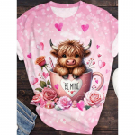 Animacinis gyvūnas karvės ra&scaron;tas 3D spaudas mar&scaron;kinėliai vyrams moterims mada mar&scaron;kinėliai apvalia i&scaron;kirpte trumpomis rankovėmis vir&scaron;ūnės mar&scaron;kinėliai gėlių mar&scaron;kinėliai drugelis S