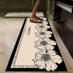 Nordic Kitchen Diatom Mud Neper&scaron;lampamas ir alyvai atsparus vonios kilimėlis &ndash; sugeriantis, nuvalomas, plaunamas, neslidus. 50&times;80 cm + 50&times;200 cm