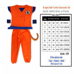 Vaikų dienos Drakono rutulio Goku Cosplay kostiumų rinkinys berniukams ir mergaitėms L