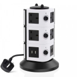 Vertikali maitinimo juosta, kelių vir&scaron;įtampių apsauga, ilgintuvas, individualiai įjungiami lizdai, USB įkrovimo stotelė, 2 m kabelis UK Plug Sockets