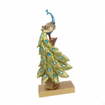Artistic Peacock Sculpture in Resin for Cabinet and Tabletop Arrangement Height 34.5 cm