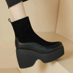 Platformos zom&scaron;iniai moteri&scaron;ki ankle boots stori dizainerio auk&scaron;takulniai batai naujas prekės ženklas 2025 m. tendencija žiemos klasika mada goti&scaron;ki Botas De Mujer 35 juoda