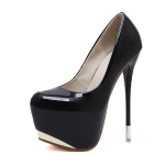 Madingi moteri&scaron;ki itin auk&scaron;takulniai bateliai Seksualūs platforminiai lakuotos odos stiletto tipo seklesni bateliai Klubo vakarėlio suknelės 16 cm kulniukai moterims 35