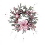 Kalėdinis 3d vainikas Puo&scaron;ni puansetijos vainiko girlianda su rutuliniais ornamentais priekinių durų dekoravimui 50 cm One Size