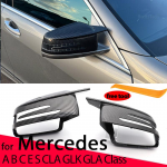 Carbon fiber pattern mirror cover Black mirror cover Overlay for Mercedes-Benz C W204 E W212 W176 W246 CLS C218 GLA X156 Original 1pc Right
