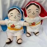 30cm Jėzus Mergelė Marija Ramus Pliu&scaron;inis Žaislas Mink&scaron;ta Raminanti Lėlė Jėzaus Pliu&scaron;iniai Žaislai Vaikų Miego Palydovas Žaislas Garso ir &Scaron;viesos Lėlės Dovana gray