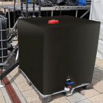 Juodas apsauginis dangalas IBC vandens talpai 1000 litrų, lauko, vandeniui ir dulkėms atsparus, apsaugantis nuo saulės, sodo, kiemo, lietaus talpyklai juoda