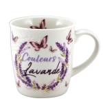 Les Tr&eacute;sors De Lily [A2455] - Mug porcelaine 'Couleurs Lavande' violet blanc - 95x85 mm (32 cl) violetinė