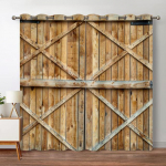 Kaimi&scaron;kos medinės užtemdytos užuolaidos Vintažinės tvarto durys kaimo sodybos langų užuolaidos miegamojo svetainei Auk&scaron;tas &scaron;e&scaron;ėliavimas W53.5 X H160cm X 2