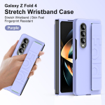 Matinis &scaron;ilkinis kietas plastikinis rankenos dėklo dirželis, skirtas Samsung Galaxy Z Fold 5 4 3 2 apyrankės elastingas &scaron;arvų dangtelis, skirtas Z Fold5 sulankstomas4 sulankstomas 3 apsauginis dėklas For Galaxy Z Fold 3 violetinė