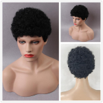 HAIRCUBE trumpi juodi 100% žmonių plaukų perukai moterims, garbanotieji perukai "Pixie" su perukais "Bang Glueless" Natūralus kasdienis naudojimas