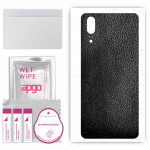 apgo Protective Skin Sticker for the back compatible with Huawei P20, Wrap Film, Foil, Vinyl - Pattern Black Leather