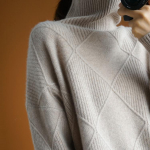 Vilnonis megztinis žieminis moteri&scaron;kas megztinis su storu apykakliu megztinis Vienspalvis Madingi vidiniai megzti apatiniai mar&scaron;kinėliai