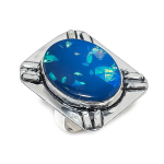 Natural Blue Triplet Opal Gemstone 925 Sterling Silver Jewelry Ring Size 8 j2l20