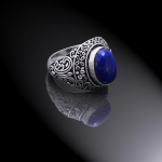Natural Lapis Lazuli Gemstone Handmade 925 Sterling Silver Ring Size 10 i9u54
