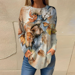 Mar&scaron;kinėliai moterims Rudeniniai laisvalaikio mar&scaron;kinėliai ilgomis rankovėmis Megztiniai su retro spauda Vir&scaron;utinis megztinis XXXL oranžinė