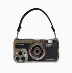 Retro kameros TPU mink&scaron;tas telefono dėklas, skirtas iPhone 11 13 12 14 15 16 Pro Max Plus 14Pro 16Pro 15Pro 16Promax su Crossbody dirželio dangteliu for iphone11(6.1") juoda