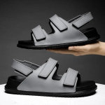 Vyri&scaron;ki Velcro Sandalai Įsispiriami Vyri&scaron;ki Vasariniai Platforminiai Plei&scaron;to &Scaron;lepetės Kvėpuojantys &Scaron;lepetės Patogūs PVC Batai Kvėpuojantys Paplūdimio Batai 39 pilka spalva