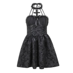 Moteri&scaron;ka berankovė goti&scaron;ka nėriniuota suknelė, vintažinis korsetas, suvarstoma, sūpuojama, kokteilinė suknelė, viktorieti&scaron;ko stiliaus, juoda Lolita, punk suknelė L black