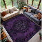 Violetinis Gothic kilimas, Tamsus eleganti&scaron;kas barokinis kilimas, Puo&scaron;nus viduramžių mandalos ra&scaron;tas, Retro įkvėptas svetainės dekoras 80*160cm