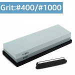 Profesionalus peilių galandimo akmenų rinkinys, 400/1000, 3000/8000 grūdėtumo, neslystantis bambukinis pagrindas, dvipusis peilių galąstuvas, kampo kreiptuvas. 250x160x15mm