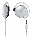 Sidabrinės SV Audio-Technica ausinės, priglundančios prie ausies, ant ausų, ATH-EQ300M