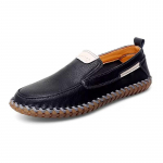 Originali karvės oda Vyri&scaron;ki mokasinai Madingi rankų darbo mokasinai Mink&scaron;ta oda Mėlyni slip-on Vyri&scaron;ki laivininkų batai DIDELIS DYDIS 38~47 38 juoda