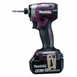 Makita belaidis smūginis suktuvas 18V, komplekte 2 akumuliatoriai ir dėklas (Violetinė) 6Ah, Baterijos, Įkroviklis, (TD173DGXAP) violetinė
