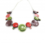 NOA [J4223] - Collier Cr&eacute;ateur 'Coloriage' vert marron