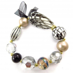 Les Tr&eacute;sors De Lily [J6845] - Bracelet Cr&eacute;ateur 'Scarlett' beige dor&eacute; argent&eacute;
