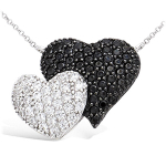 Les Tr&eacute;sors De Lily [J8630] - Collier Argent 'Love Divine' noir blanc (rhodi&eacute;) - 19x16 mm