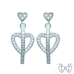 Les Tr&eacute;sors De Lily [L3720] - Boucles Argent 'Love' blanc argent&eacute; (rhodi&eacute;) - 20x15 mm balta