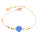 Les Tr&eacute;sors De Lily [Q1228] - Bracelet cr&eacute;ateur Acier 'Boho' bleu dor&eacute; - 40x12 mm