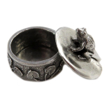 Les Tr&eacute;sors De Lily [Q2768] - Coffret &agrave; Bijoux / boite &agrave; secrets artisanal 'Grenouille' argent&eacute; vieilli - motif 25x27 mm