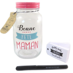 Les Tr&eacute;sors De Lily [Q0337] - Tirelire &agrave; messages 'Bonne F&ecirc;te Maman' verre (mason jar) - 17. 5x10 cm ry&scaron;kiai rožinė