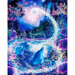 5d &bdquo;pasidaryk pats&ldquo; deimantinis pie&scaron;imas &bdquo;Dolphin Moon&ldquo; mozaikinis kryžminio dygsnio deimantinis siuvinėjimas 20X30CM