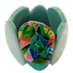 Les Tr&eacute;sors De Lily [R4294] - Bracelet artisanal 'Mistinguette' vert c&egrave;dre - 50 mm