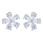 Les Tr&eacute;sors De Lily [R4815] - Boucles Argent 'Sissi' blanc argent&eacute; (rhodi&eacute;) - 10 mm (fleurs)