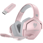 NUBWO G06 2,4 GHz belaidės žaidimų ausinės, trys viename žaidėjų belaidės ausinės, skirtos Playstation konsolei, &bdquo;Bluetooth&ldquo; režimas jungikliui, laidinis valdiklio režimas Bluetooth 5.0 / 2.4Ghz rožinė