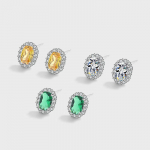 I&scaron;skirtinis spalvingas cirkonio S925 sidabrinis ausų žiedas moterims, apvalus žalias geltonas cirkonio auskarai juvelyriniai dirbiniai jubiliejaus dovanos sidabriniai papuo&scaron;alai balta