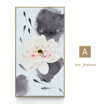 Kinų stiliaus abstraktus karpių ir lotosų paveikslas, spausdintas ant drobės, plakatas, Feng Shui sienų menas, paveikslas svetainei, namų biuro dekoras 20x40cm Unframed