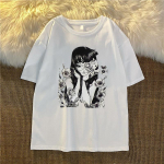 Vasaros Harajuku mar&scaron;kinėliai Siaubo komiksai Gotikiniai animaciniai filmai Anime Print Punk Japoni&scaron;ki mar&scaron;kinėliai Top Vogue Unisex Vintage Style S balta