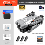 2024 m. naujasis Z908 Pro MAX Drone 4K HD Professional ESC dvigubos kameros optinio srauto padėties nustatymo nuo vėjo 2.4G WIFI kliūčių i&scaron;vengimo keturkopteris Dual 4K 3B Gray