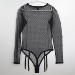 CINOON ilgomis rankovėmis Bodycon Bodysuit Moteri&scaron;kas Nėriniai Permatomas Moteri&scaron;kas megztinis Juodas Seksualūs Bodysuits Moteri&scaron;ki megztiniai, kasdieniai &scaron;liaužtinukai S juoda