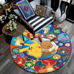 Svetainės kilimas Pikachu Animacinių filmų Pokemon 3D apvalūs kilimėliai kavos staleliui Namuose Vaikų grindų kilimėlis Dengiamas neslystantis kilimėlis 150cm