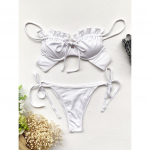 Moteri&scaron;kas bikinis Push Up 5 spalvų maudymosi kostiumėlis Moteri&scaron;kas maudymosi kostiumėlis Seksualus bikinio rinkinys raukinys Biquini Micro Bikini Bikini plaukimo kostiumas maudymosi kostiumėlis L balta