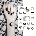 &Scaron;viežia pusmėnulio tatuiruotė, madinga ir individualizuota tatuiruotė, vandeniui atsparūs tatuiruotės lipdukai vyrams ir moterims Five sheets juoda