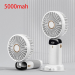 5000/8000 mAh ne&scaron;iojamas ventiliatorius su i&scaron;maniuoju LED skaitmeniniu ekranu 5 greičių reguliuojamas USB įkraunamas mini rankinis kaklo ventiliatorius 5000mah balta