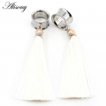 Alisouy 2PCS virvių kutai kabantys nerūdijančio plieno dvigubai platėjantys ausų ki&scaron;tukai tuneliai i&scaron;plėtimo tempimo matuokliai auskarų vėrimas kūno papuo&scaron;alai 6mm balta